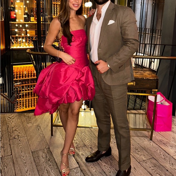 Aje Pink Strapless Bubble Hem Mini Dress | Piacere Bow Back Cocktail Party /US 0 - Picture 1 of 6